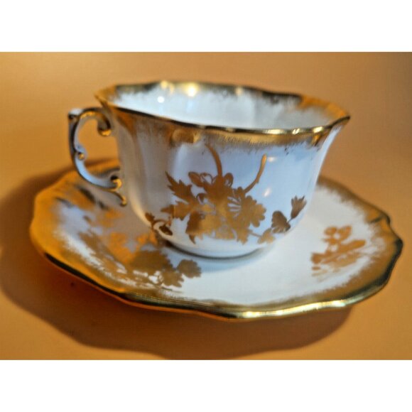 HAMMERSLEY & CO BONE CHINA VINTAGE GOLD PAINTED CUP & SAUCER 1950-1960 - Picture 12 of 14